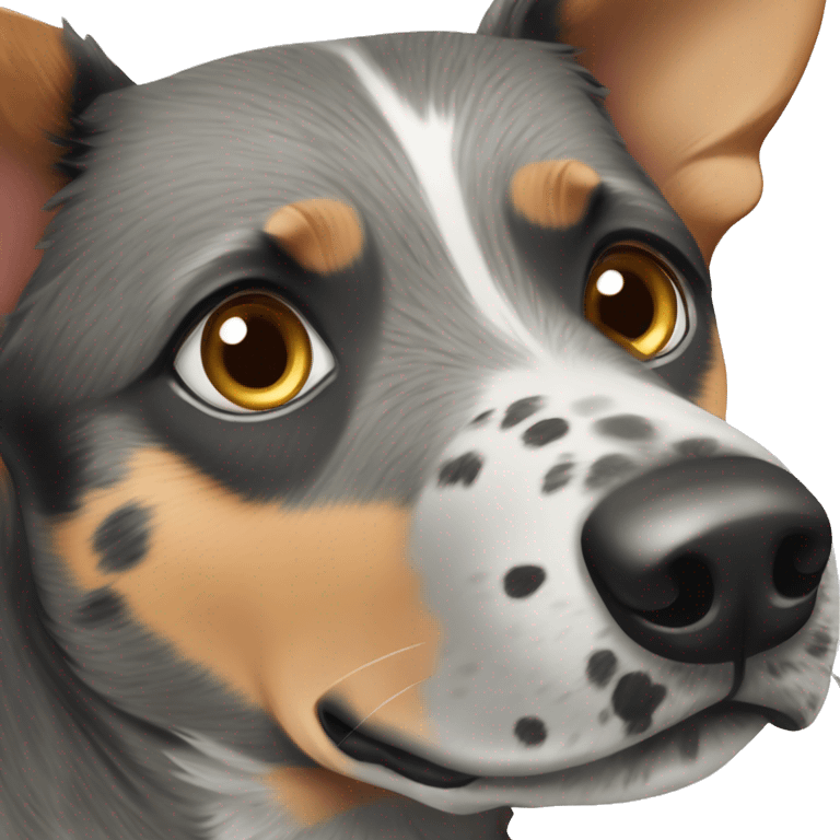 Australian cattle dog with one blue eye emoji