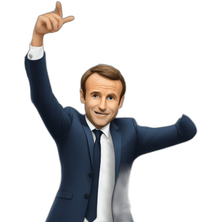 Macron dab sur une maison emoji