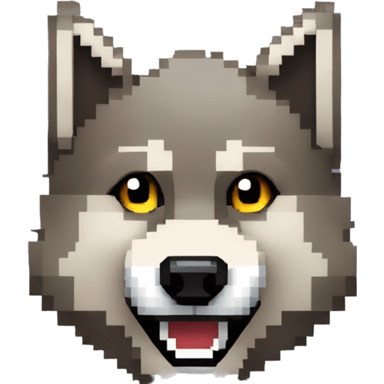 8 bit Pixel wolf  smiling emoji