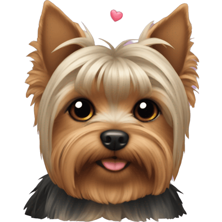 Yorkie with hearts and bats emoji