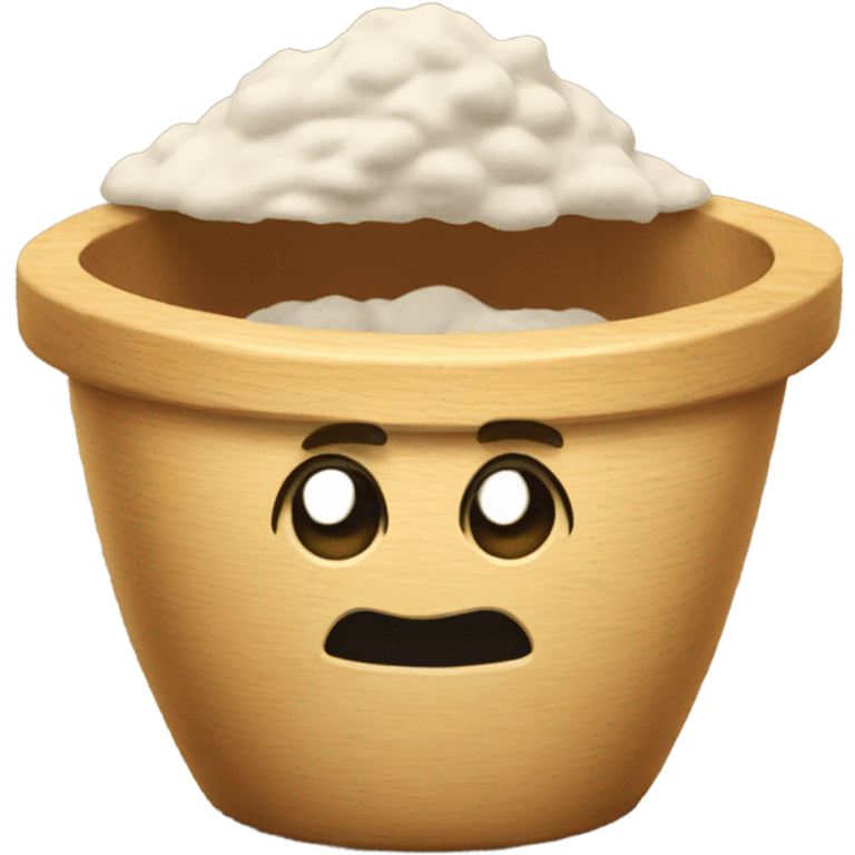 flour in wooden mixing bowl  emoji