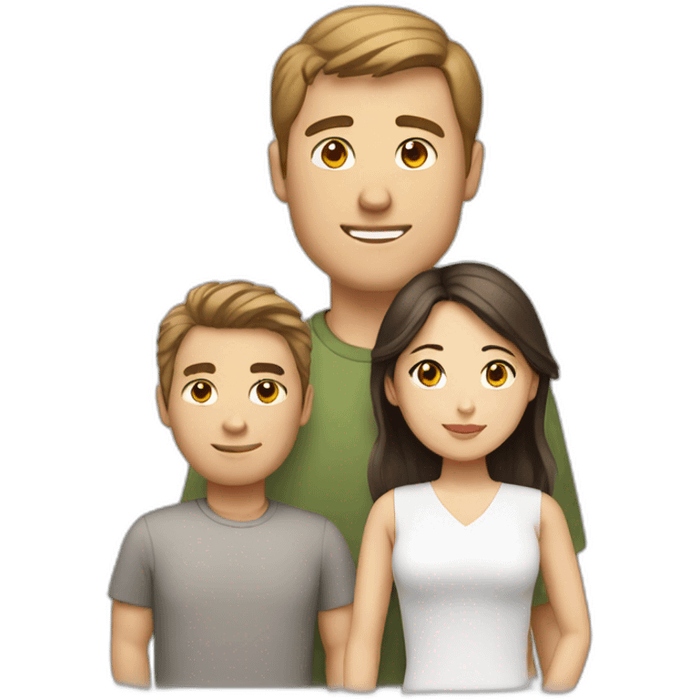 Brown hair white man and asian woman couole emoji