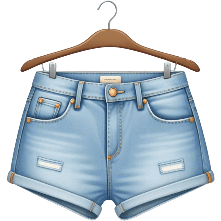 vintage light wash women's denim shorts on hanger emoji