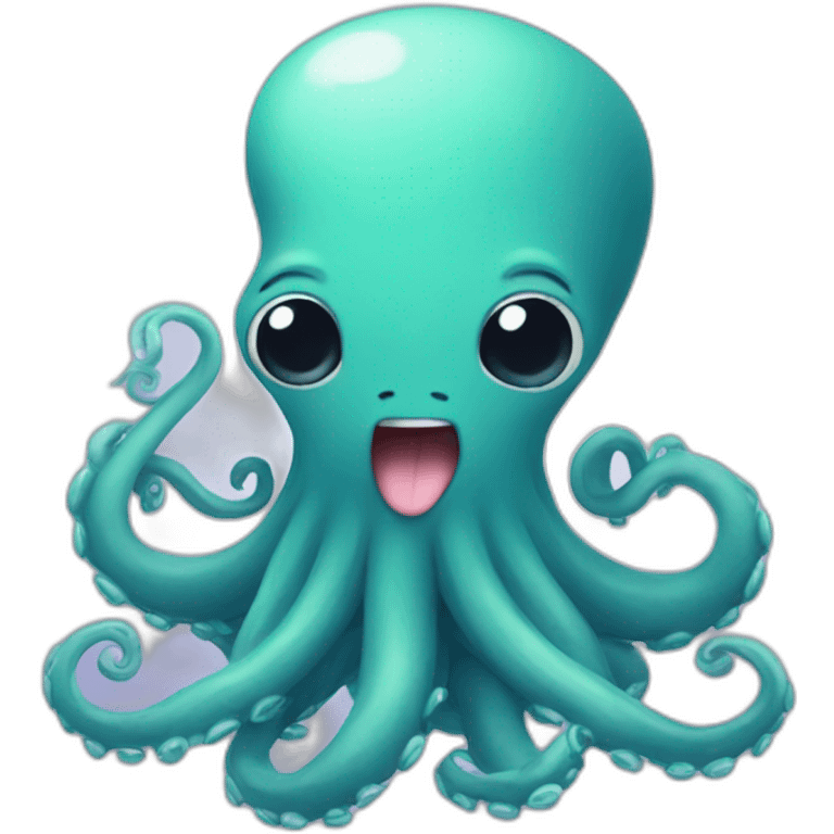 Cute kraken cute face doing yogah emoji