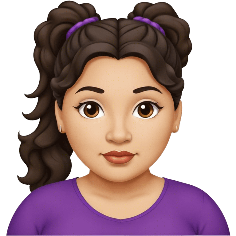  plus size light skin latino women with wavy dark hair in pony tail flat wide nose  emoji