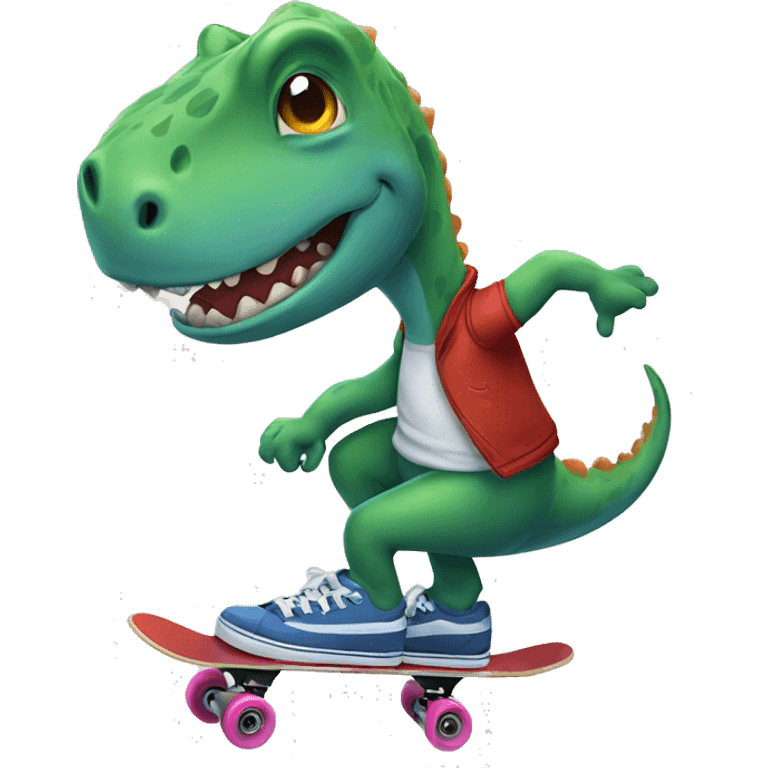 a dinasour riding a skate  emoji