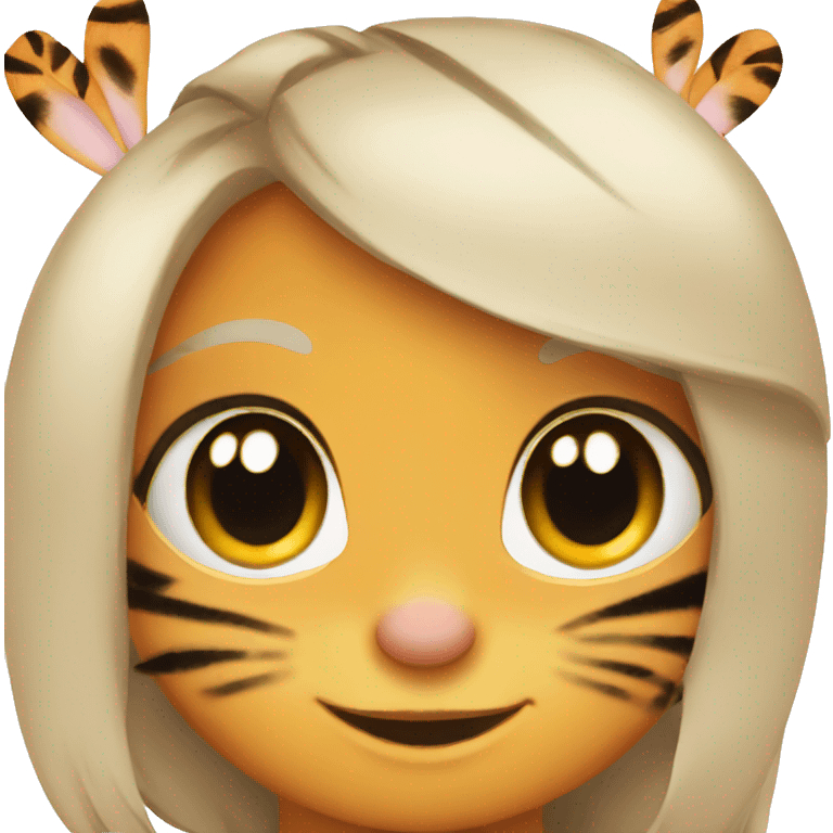 bunny with eyelashes and tiger next to her emoji