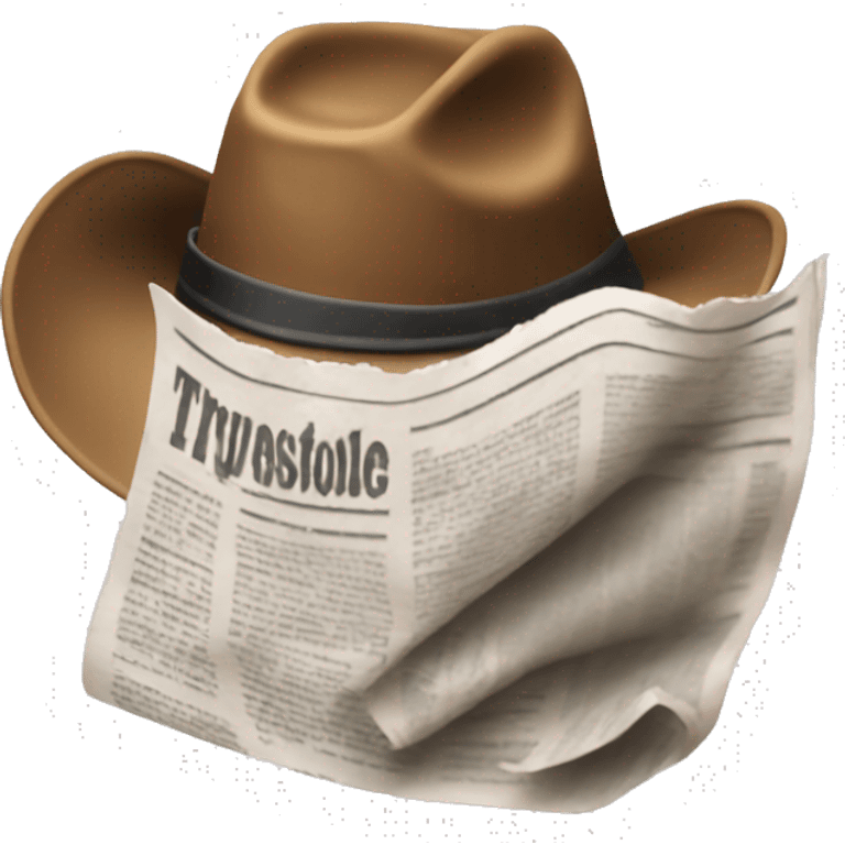 Cowboy hat hiding face with newspaper emoji