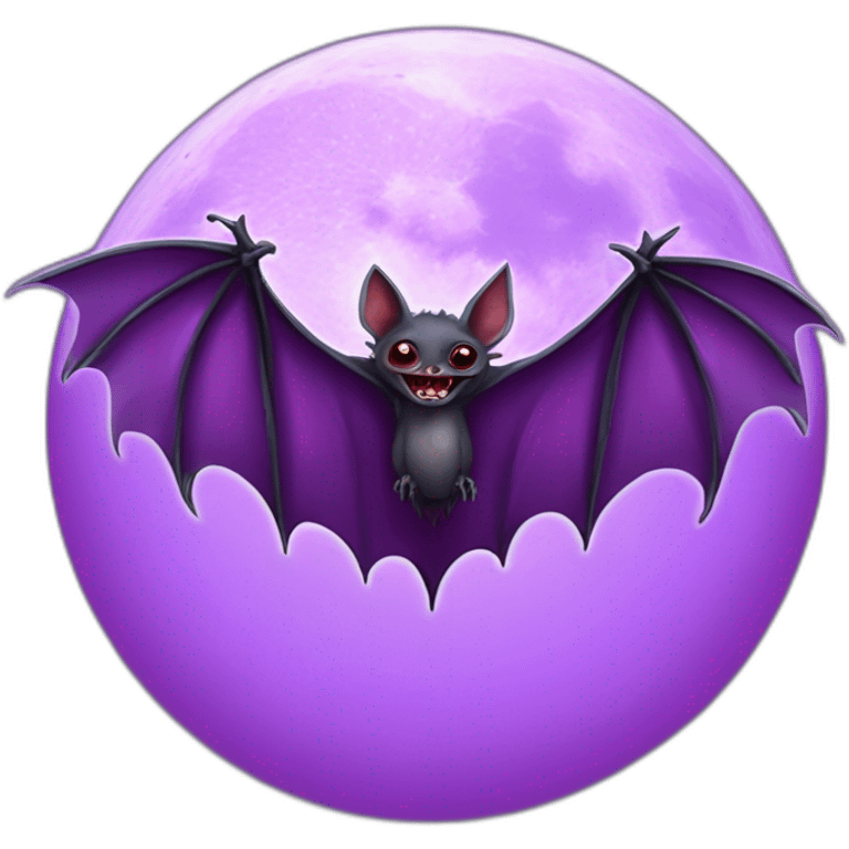 purple dripping vampire bat wings flying in front of large realistic full moon emoji