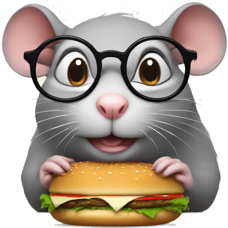 Fat Rat with glasses eating a burger emoji