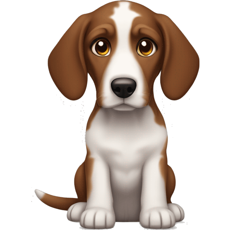 White male with dark brown hair and slightly reddish brown beard and hazel colored eyes with Bassett hound puppy  emoji