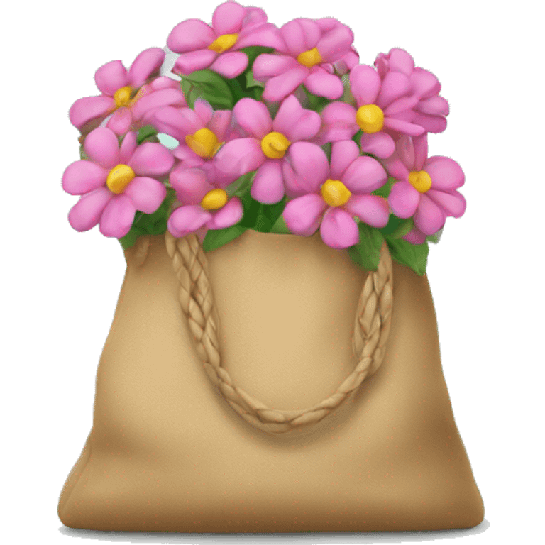 A bag with flowers emoji