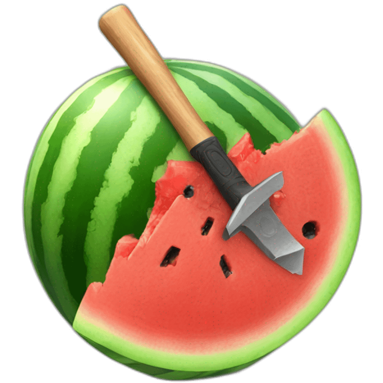 Smashed watermelon with hammer emoji