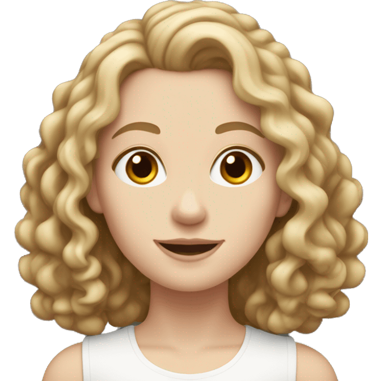 pale white girl with shoulder length brown ringlets hair.   emoji