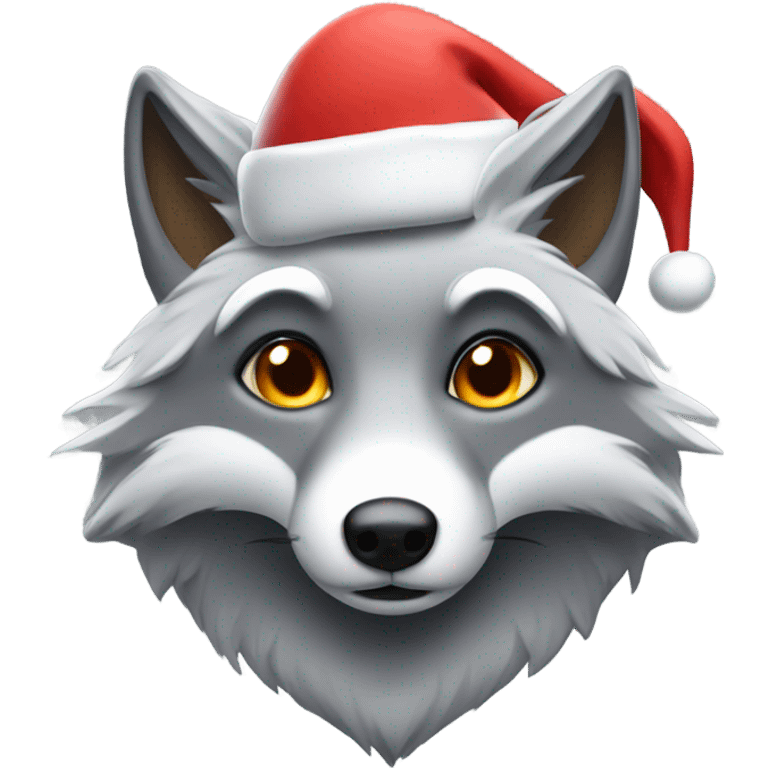 Silver fox with a Santa hat on emoji