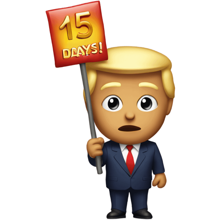 Trump holding sign saying 15 days emoji