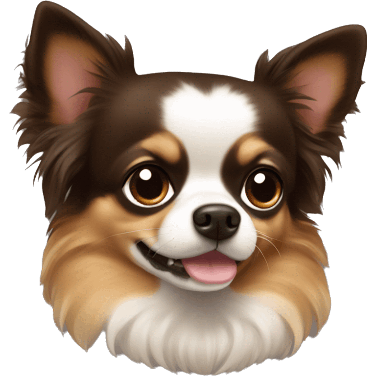 Dark Brown long haired chihuahua mixed with Pomeranian emoji