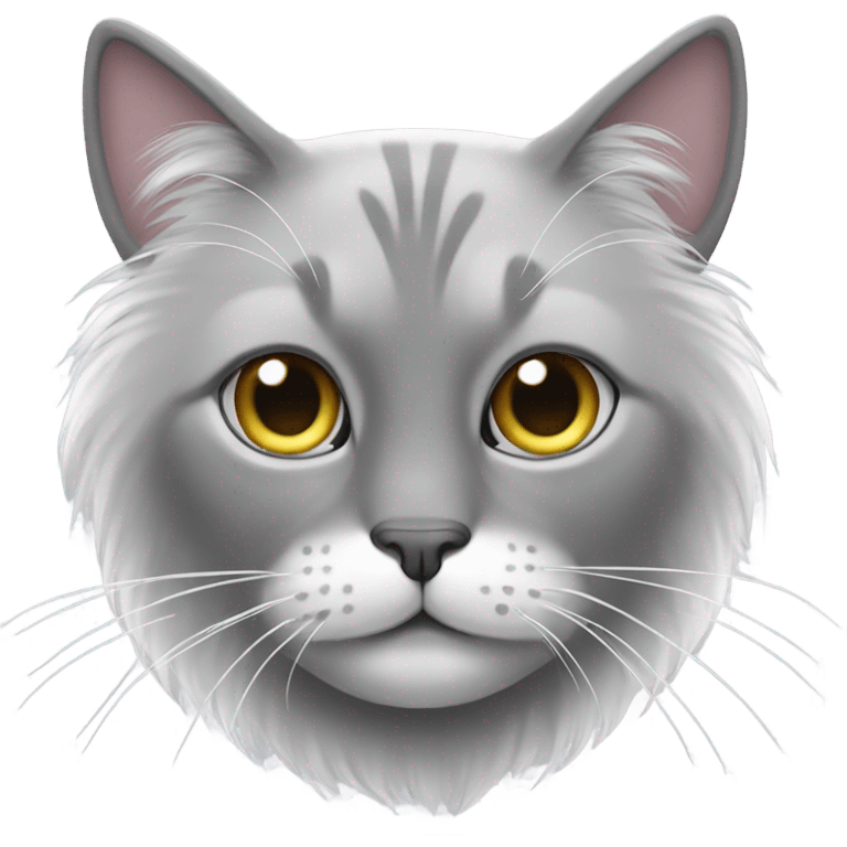 Grey/ white cat wit long hair and one eye  emoji