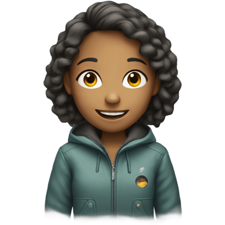 smiling girl in jacket emoji