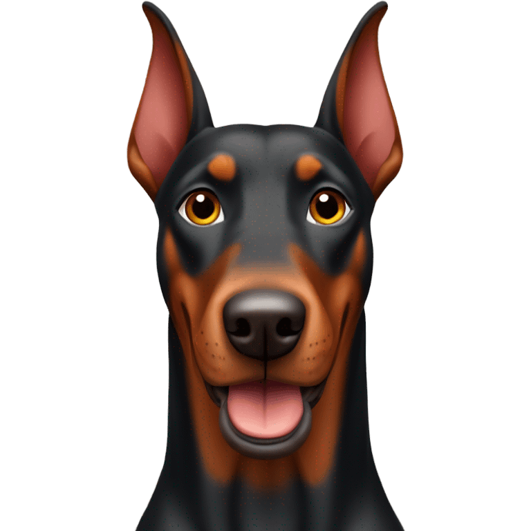 Red Doberman without cropped ears face facing front happy expression  emoji