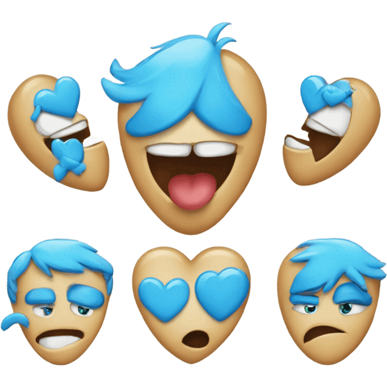 emoji da bacio con cuore azzurro  emoji