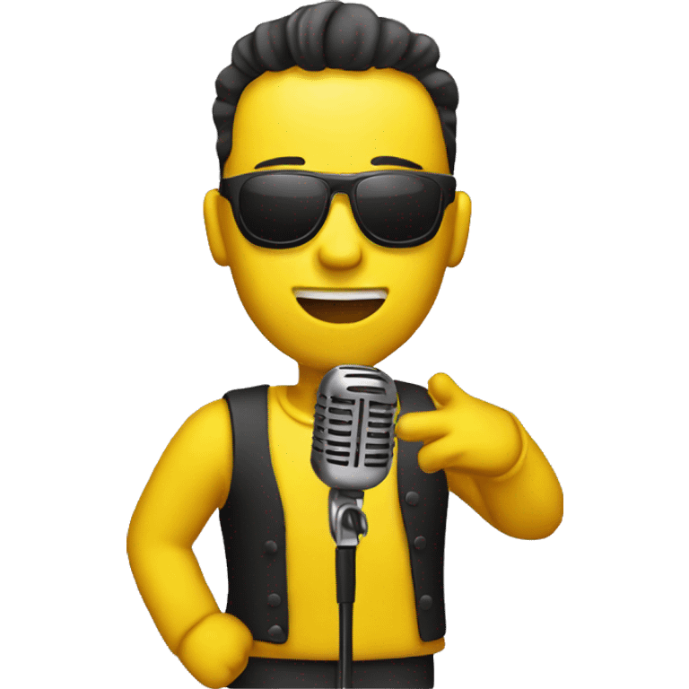 yellow man singer with microphone emoji