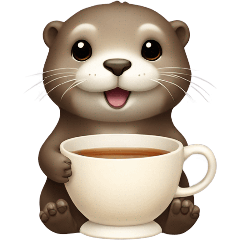 Cute otter drinks tea emoji