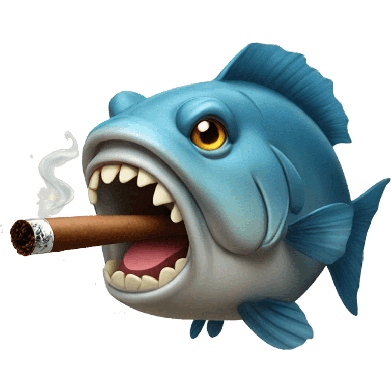 Big fat fish smoking a cigar emoji