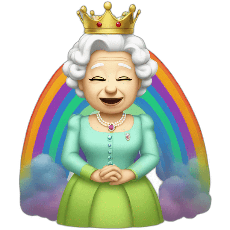 The Queen puking a rainbow emoji