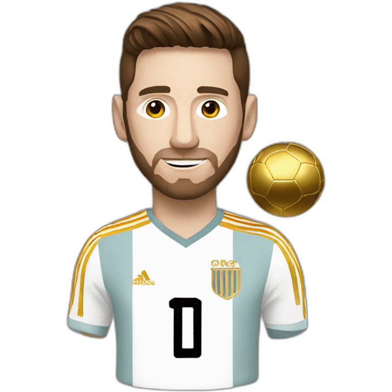 White messi holding a golden ball emoji