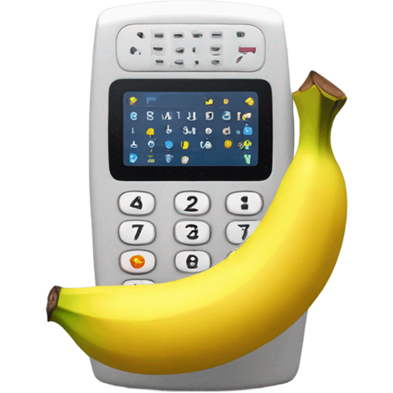 A banana with a phone keypad and screen on it. emoji