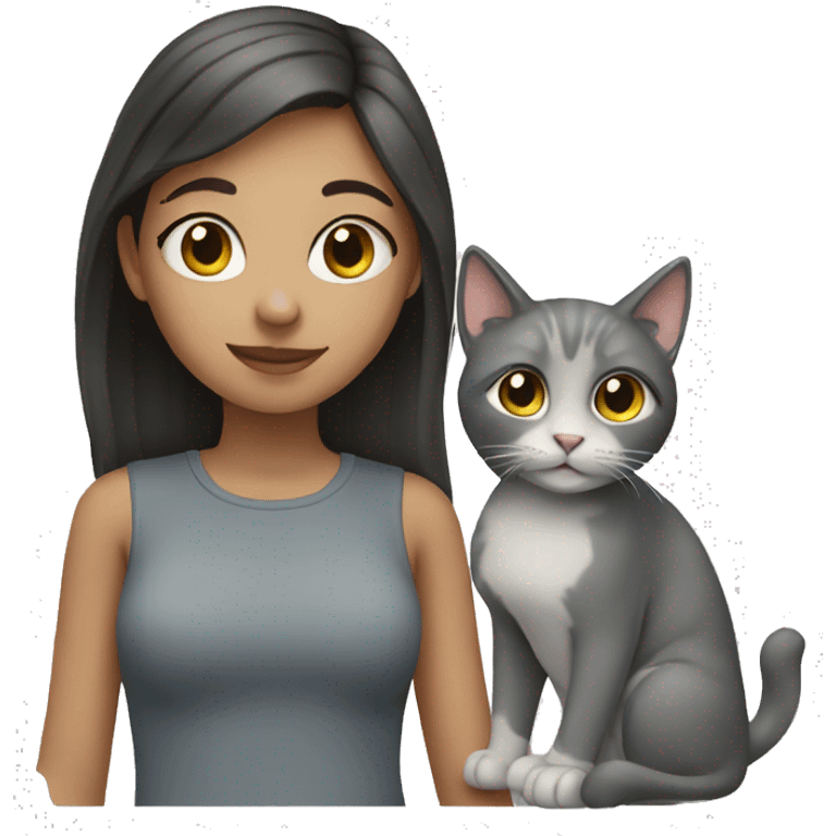 girl with grey cat emoji