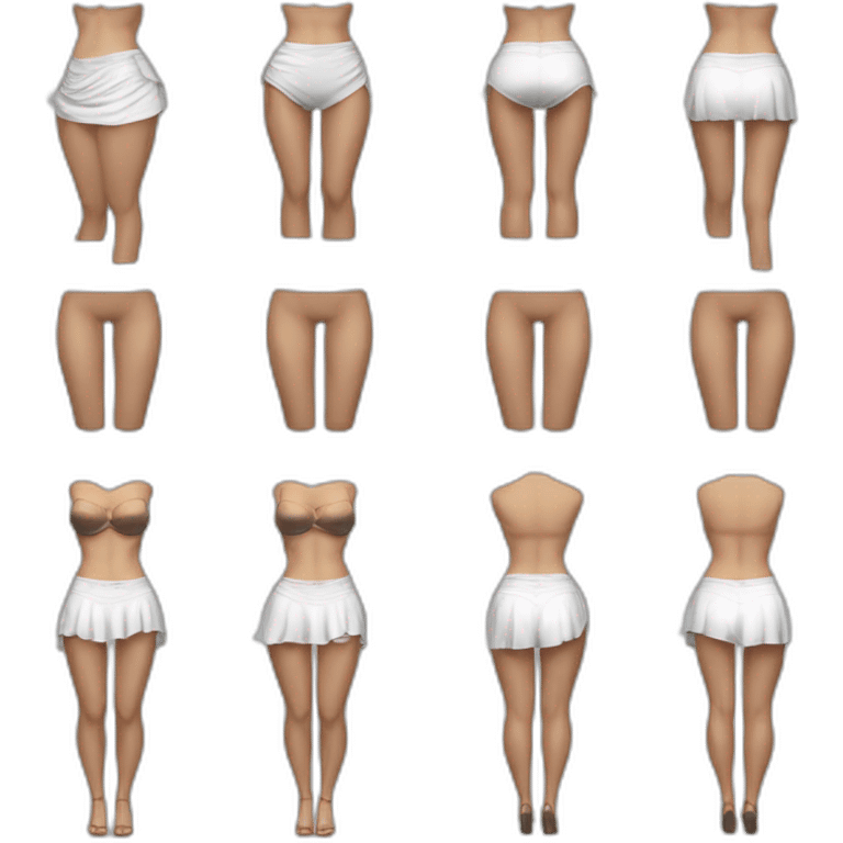 Hyperrealistic Full body Caucasian curvy beauty white knickers back and front views black skirt strong wind emoji