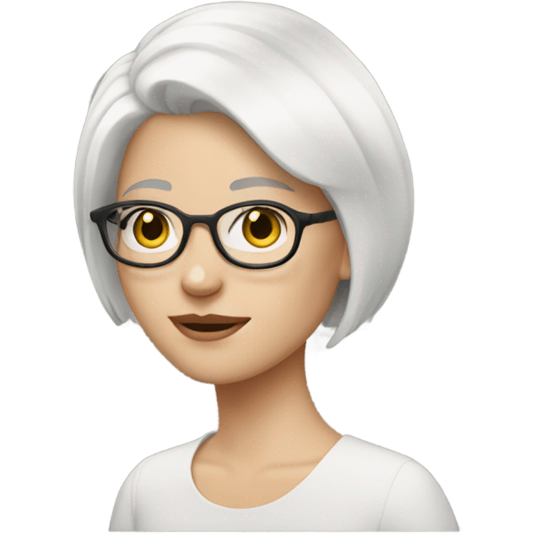 White Girl with a short white hair and glasses  emoji