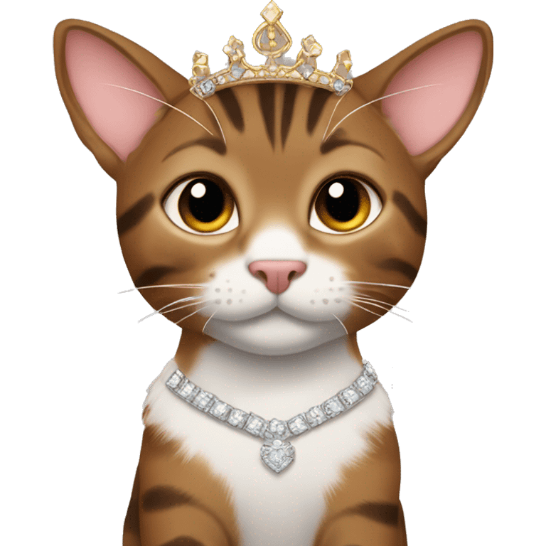 Brown tabby with a princess tiara emoji