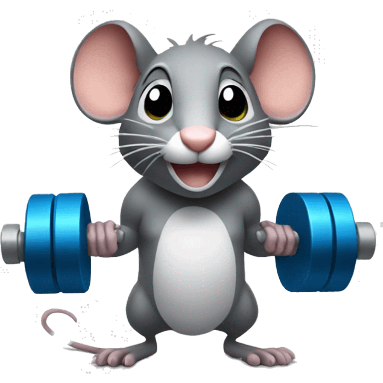 A rat lifting dumbbells emoji