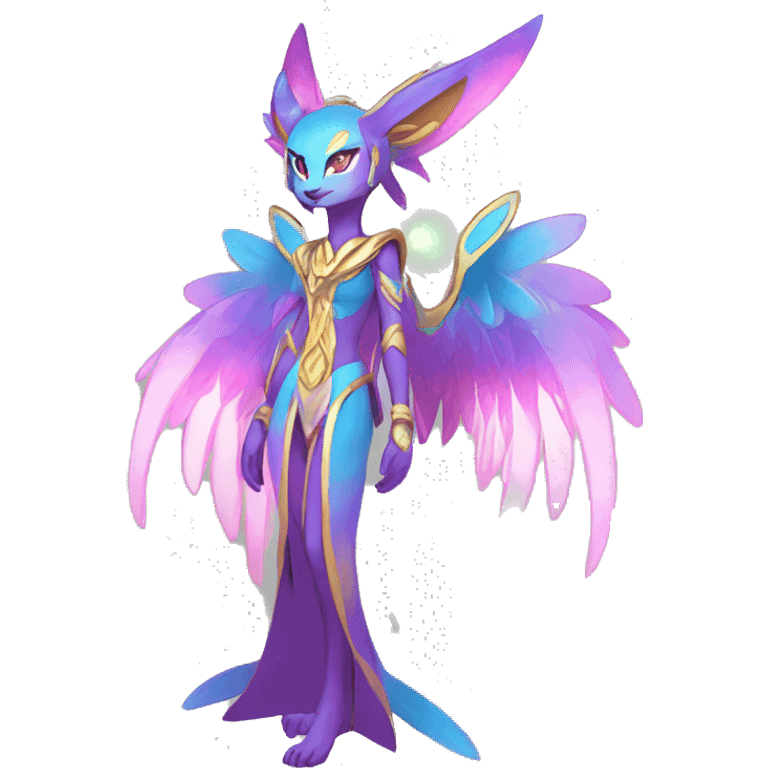 Anthro Sona Colorful Godly Celestial Shiny Fakemon Full Body emoji