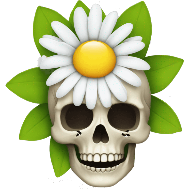 daisy flower with a skull in the middle emoji