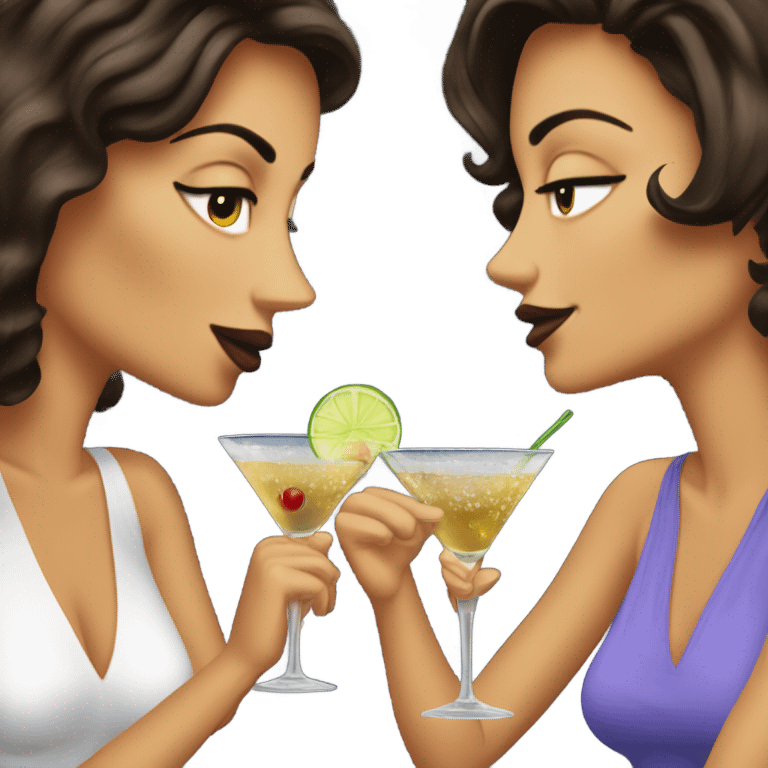  women two friends sipping prnstar martinis brunettes emoji