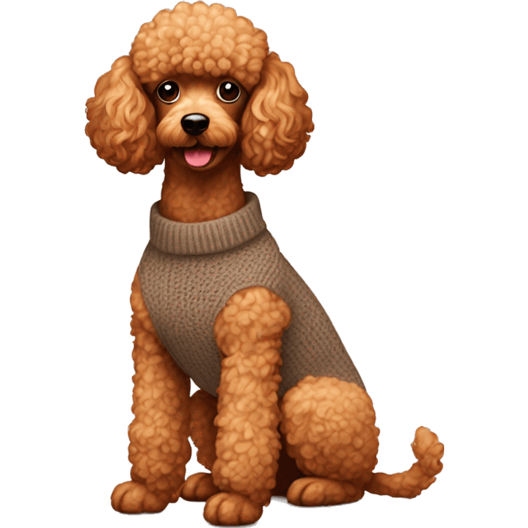 Dog, poodle, brown, wear sweater  emoji