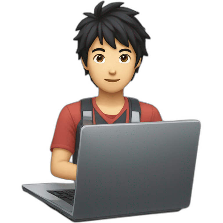 hiro hamada with a laptop front view emoji