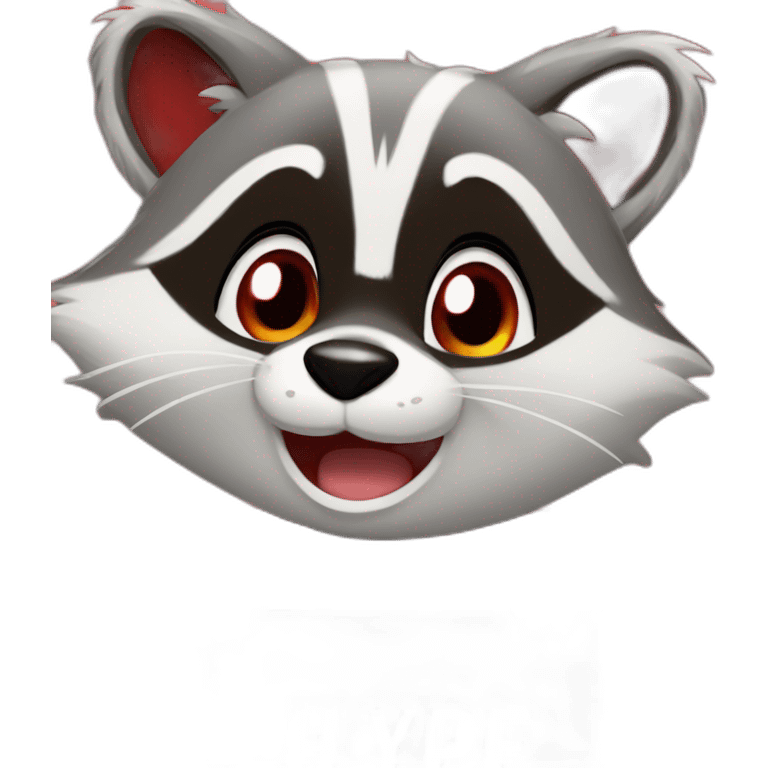 anime raccoon holding a sign that reads "hype" in red font emoji