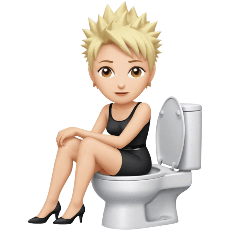 Short Blonde spikey mature woman sat on the toilet emoji