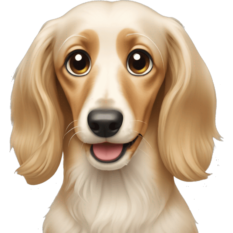 Long haired cream dachshund cry emoji