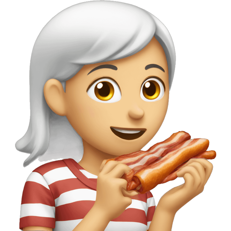 girl eating bacon emoji