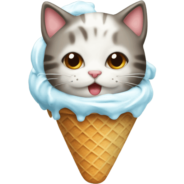 Gatito con helado en la cabeza emoji