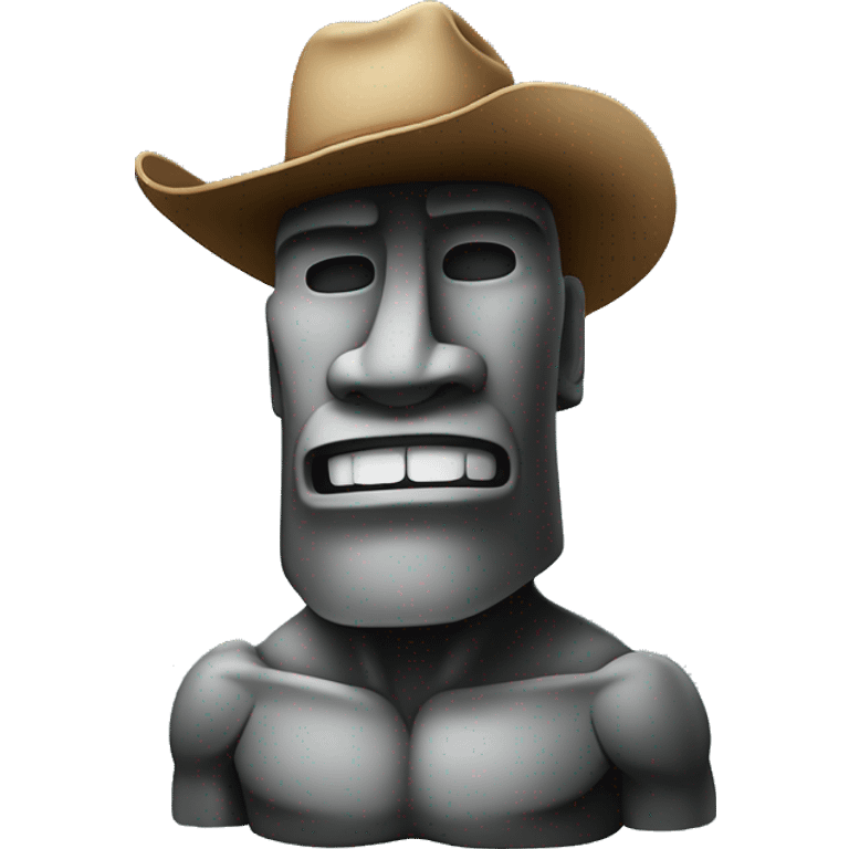 moai flexing muscle with cowboy hat emoji