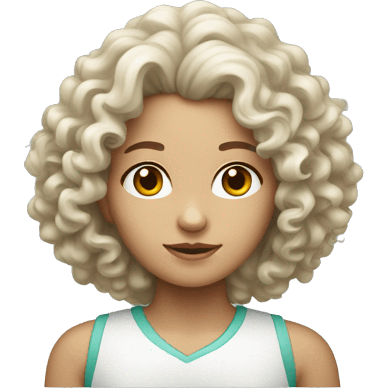 Curly girl with white skin científica  e investigadora  emoji