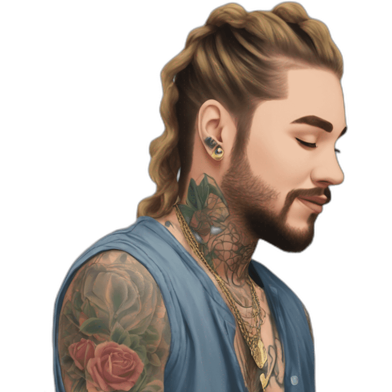 post malone smocking with tattoos emoji