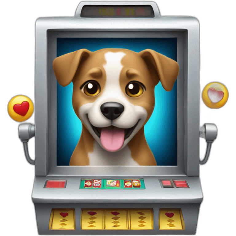 A dog playing a slot machine winning emoji